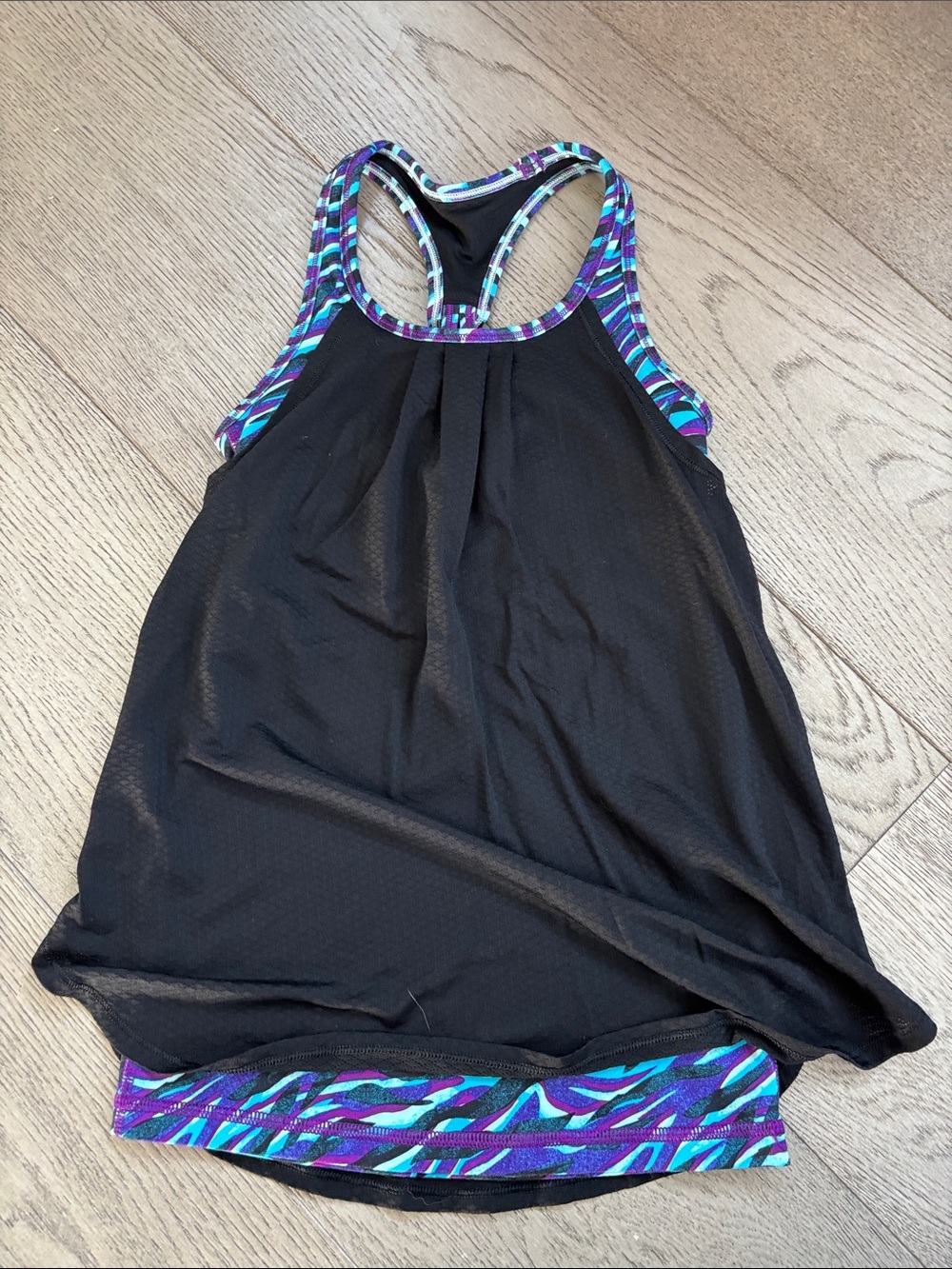 Ivivva Black Racerback Tank with Purple & Teal Accents